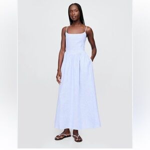 GAP Blue and White Striped Drop-Waist Maxi Dress